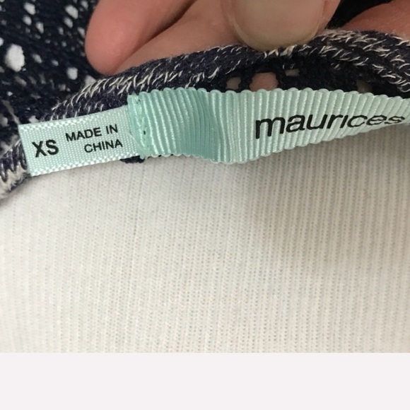 Maurices marled knit cut-out lace trim mock wrap XS top - Picture 6 of 9